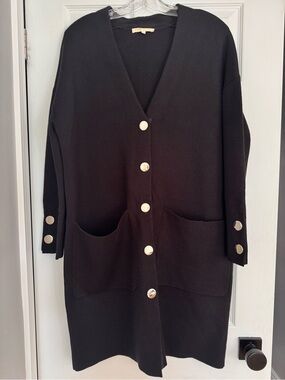 Maje Long Knit Black Cardigan Sweater Size 1 (S-M)